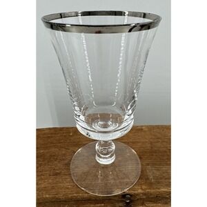 Water Wine Glass Fostoria Crystal Sheffield Platinum Trim MCM 4.75" Tall